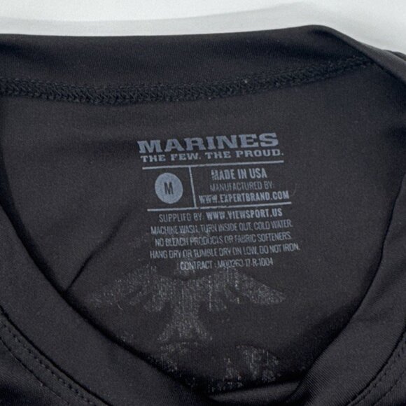 US Marines Shirt Mens Medium Black Long Sleeve Performance Running Gym USA Made - Picture 3 of 10